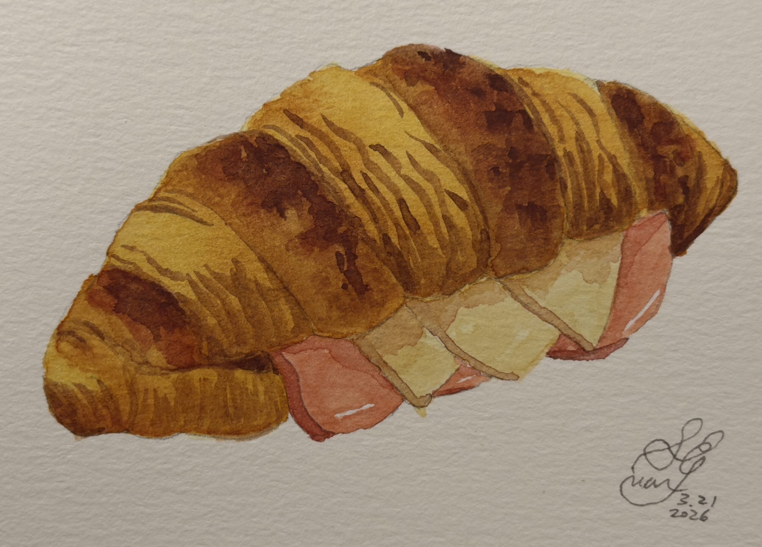Croissant with Ham and Cheese